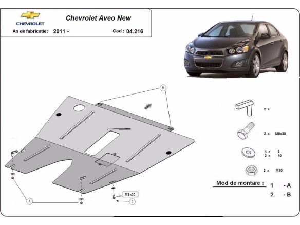 Ocelový kryt motoru Chevrolet Aveo (2011-2020)Chevrolet Aveo