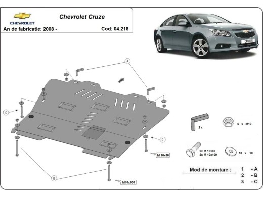 Ocelový kryt motoru Chevrolet Cruze (2008-2016)Chevrolet Cruze