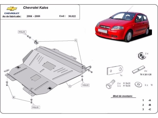 Ocelový kryt motoru Chevrolet Kalos (2004-2008)Chevrolet Kalos