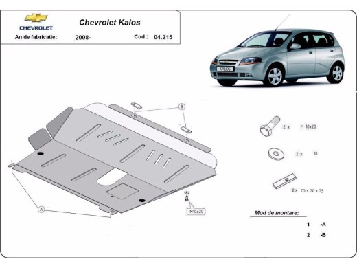 Ocelový kryt motoru Chevrolet Kalos (2008-2011)Chevrolet Kalos