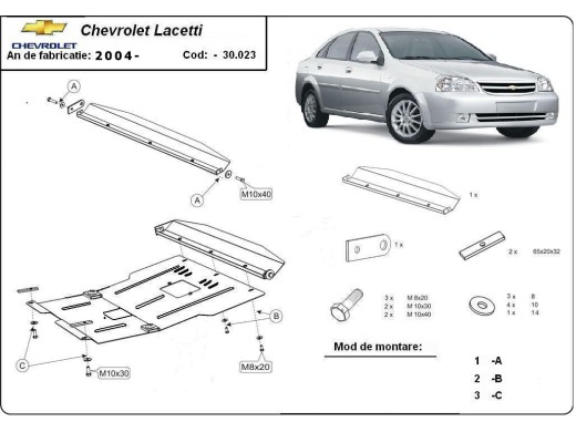 Ocelový kryt motoru Chevrolet Lacetti / Nubira (2004-2009)Chevrolet Lacetti