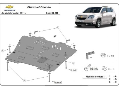 Ocelový kryt motoru Chevrolet Orlando (2011-2018) 2