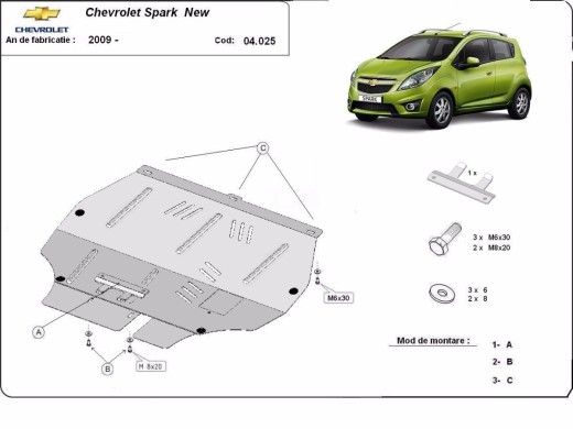 Ocelový kryt motoru Chevrolet Spark (2009-2025)Chevrolet Spark