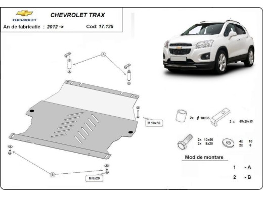Ocelový kryt motoru Chevrolet Trax (2012-2022)Chevrolet Trax