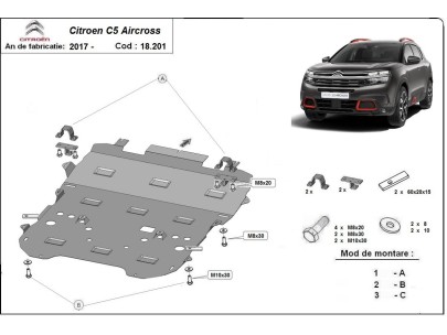 Ocelový kryt motoru Citroen C5 Aircross (2017-2026) 2