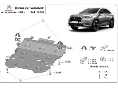 Ocelový kryt motoru Citroen DS7 Crossback (2017-2025) 2