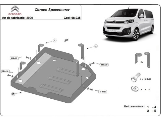 Ocelový kryt AdBlue Citroen Spacetourer (2020-2025)Citroen Spacetourer