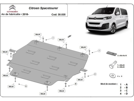 Ocelový kryt motoru Citroen Spacetourer (2016-2025)Citroen Spacetourer