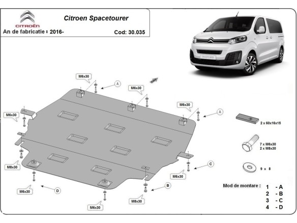 Ocelový kryt motoru Citroen Spacetourer (2016-2025)Citroen Spacetourer