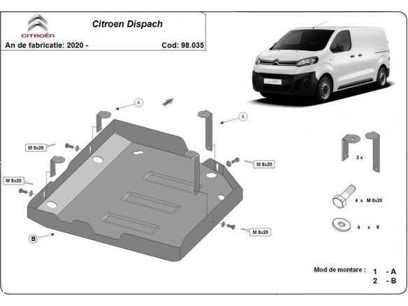 Ocelový kryt AdBlue Citroen Dispatch (2020-2025)Citroen Dispatch