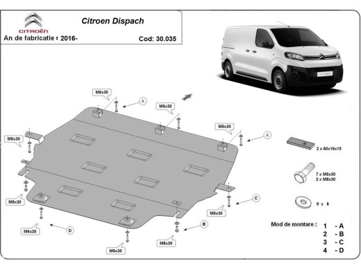 Ocelový kryt motoru Citroen Dispatch (2016-2025)Citroen Dispatch