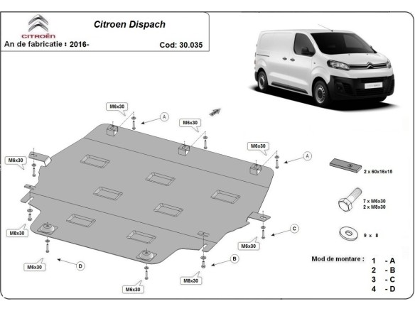 Ocelový kryt motoru Citroen Dispatch (2016-2025)Citroen Dispatch