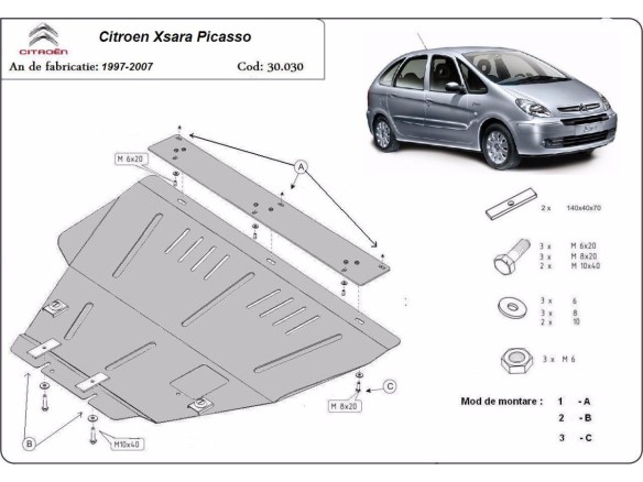 Ocelový kryt motoru Citroen Xsara Picasso (1999-2009)Citroen Xsara