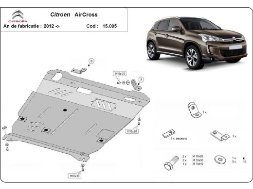 Ocelový kryt motoru Citroen Aircross (2012-2017)Citroen Aircross