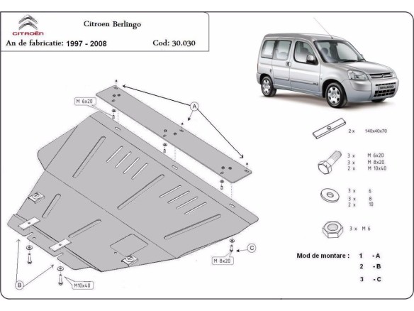 Ocelový kryt motoru Citroen Berlingo (1997-2008)Citroen Berlingo