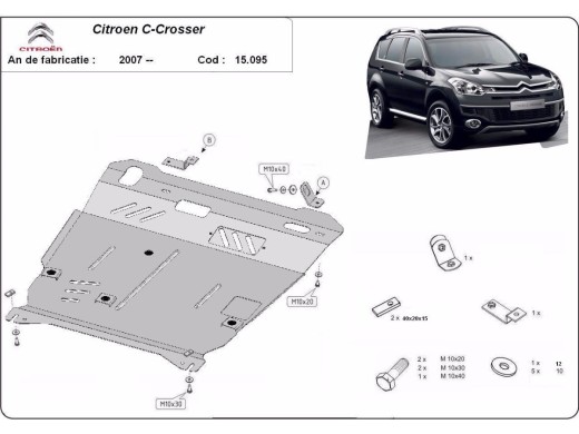 Ocelový kryt motoru Citroen C - Crosser (2007-2012)Citroen C - Crosser