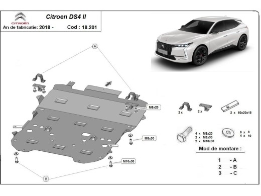 Ocelový kryt motoru Citroen DS4 II (2021-2025)Citroen DS4