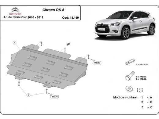 Ocelový kryt motoru Citroen DS4 (2010-2018)Citroen DS4