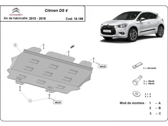 Ocelový kryt motoru Citroen DS4 (2010-2018)Citroen DS4