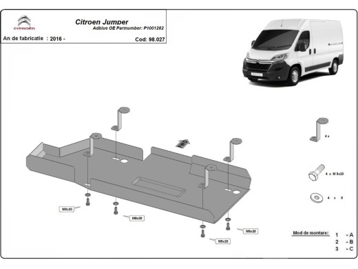 Ocelový kryt AdBlue Citroen Jumper (2016-2025)Citroen Jumper
