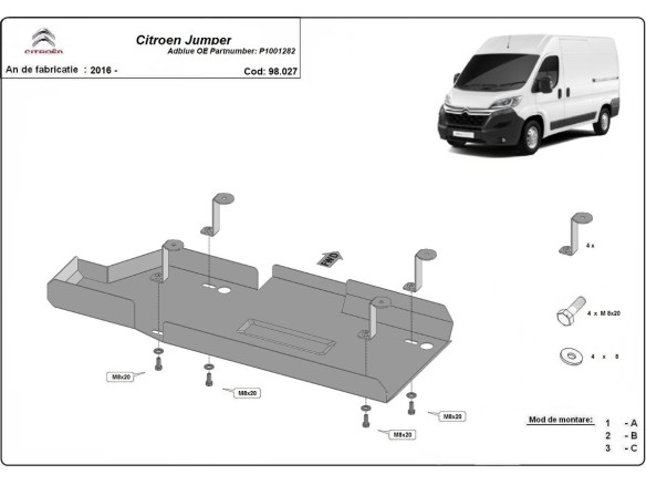 Ocelový kryt AdBlue Citroen Jumper (2016-2025)Citroen Jumper