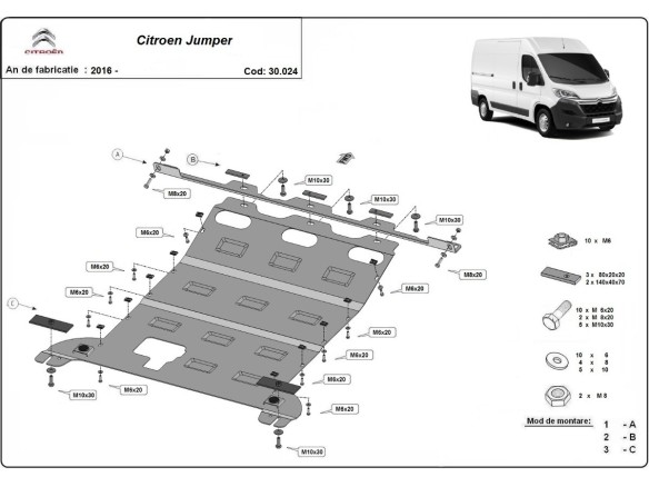 Ocelový kryt motoru Citroen Jumper (2016-2025)Citroen Jumper