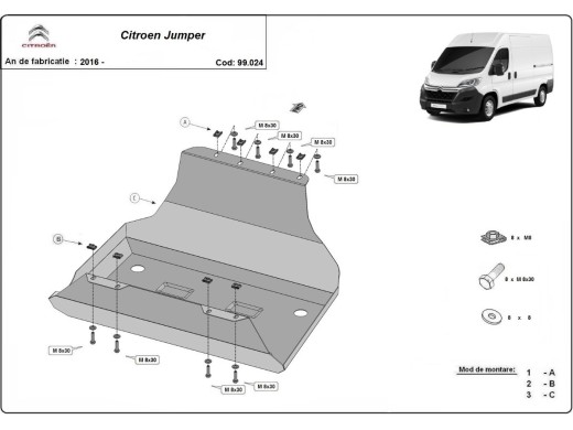Ocelový kryt palivové nádrže Citroen Jumper (2016-2025)Citroen Jumper