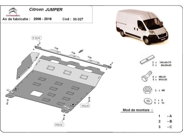 Ocelový kryt motoru Citroen Jumper (2006-2016)Citroen Jumper