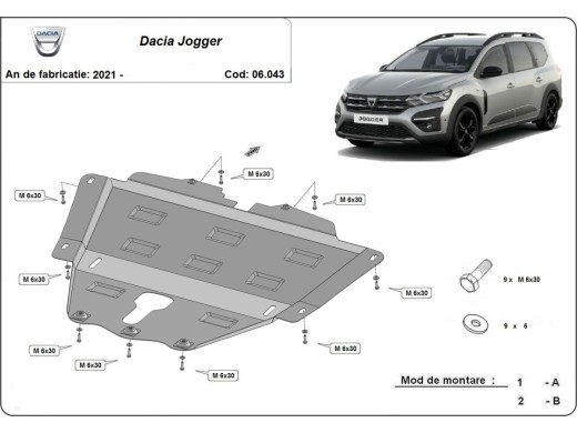 Ocelový kryt motoru Dacia Jogger (2021-2025)Dacia Jogger