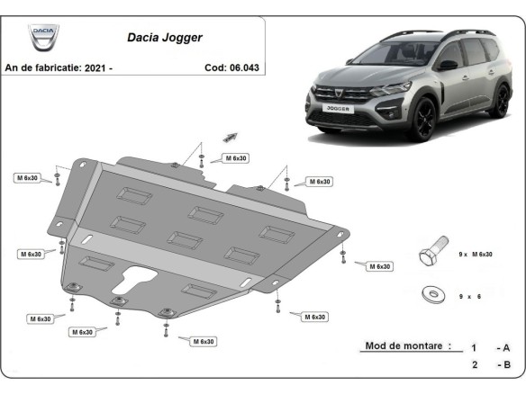 Ocelový kryt motoru Dacia Jogger (2021-2025)Dacia Jogger