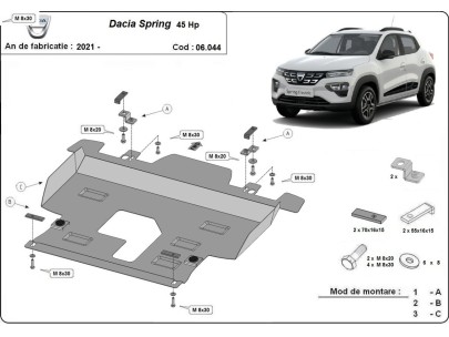 Ocelový kryt motoru Dacia Spring (2021-2025) 2