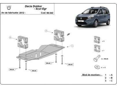 Ocelový kryt systému Start-Go EGR Dacia Dokker (2012-2025) 2