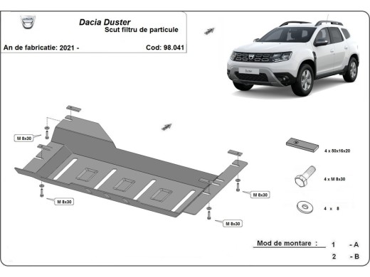 Ocelový kryt DPF Dacia Duster (2021-2024)Dacia Duster