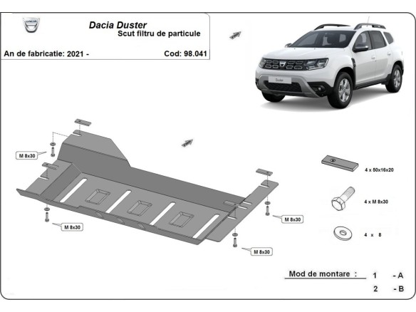Ocelový kryt DPF Dacia Duster (2021-2024)Dacia Duster
