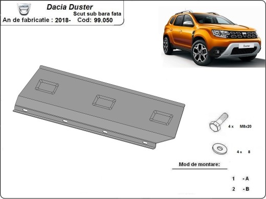 Ocelový kryt předního nárazníku Dacia Duster (2018-2024)Dacia Duster
