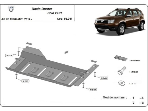 Ocelový kryt systému Start-Stop EGR Dacia Duster (2014-2017)Dacia Duster