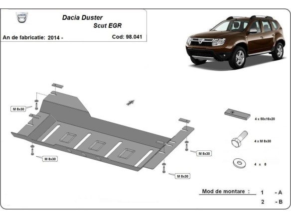Ocelový kryt systému Start-Stop EGR Dacia Duster (2014-2017)Dacia Duster