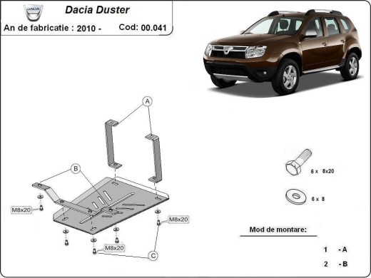 Ocelový kryt diferenciálu Dacia Duster (2010-2013)Dacia Duster