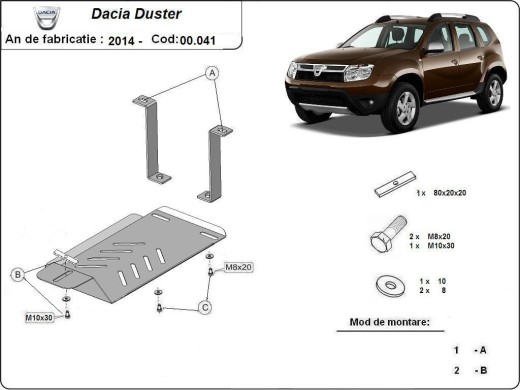 Ocelový kryt diferenciálu Dacia Duster 4x4 (2014-2017)Dacia Duster