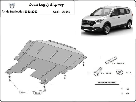Ocelový kryt motoru Dacia Lodgy Stepway (2012-2025)Dacia Lodgy
