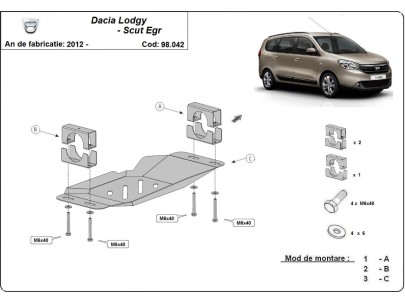 Ocelový kryt systému Start-Go EGR Dacia Lodgy (2012-2025) 2