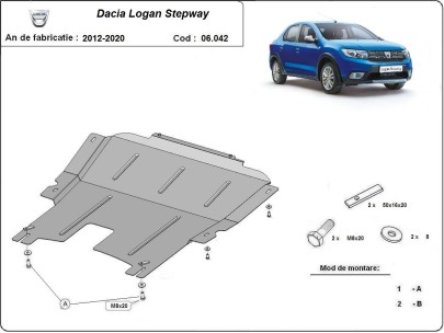 Ocelový kryt motoru Dacia Logan 2 Stepway (2012-2020) 2
