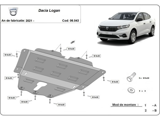 Ocelový kryt motoru Dacia Logan (2021-2025)Dacia Logan
