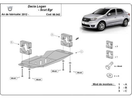 Ocelový kryt systému Start-Go EGR Dacia Logan 2 (2012-2020)Dacia Logan