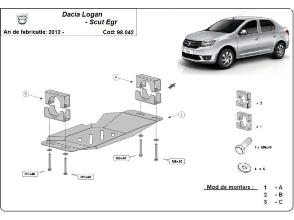 Ocelový kryt systému Start-Go EGR Dacia Logan 2 (2012-2020)Dacia Logan