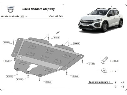 Ocelový kryt motoru Dacia Sandero 3 Stepway (2021-2025) 2