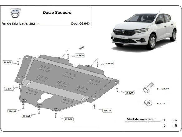 Ocelový kryt motoru Dacia Sandero 3 (2021-2025)Dacia Sandero