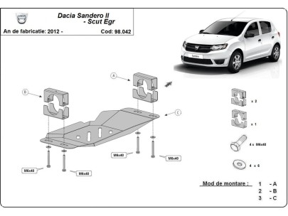 Ocelový kryt systému Start-Go EGR Dacia Sandero 2 (2012-2025) 2