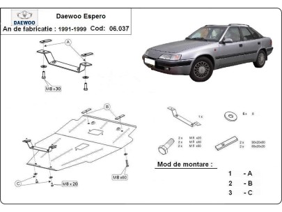Ocelový kryt motoru Daewoo Espero (1991-1999) 2