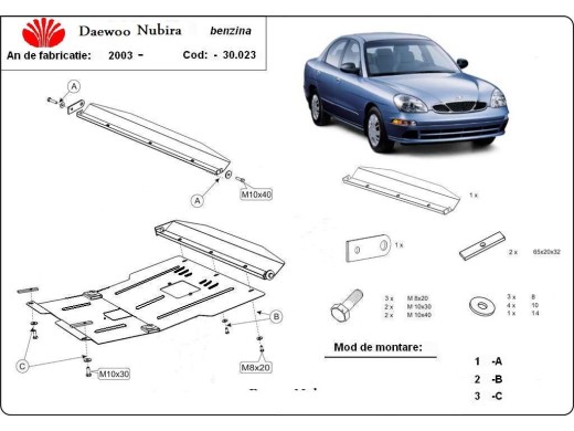 Ocelový kryt motoru Daewoo Nubira (2003-2009)Daewoo Nubira